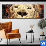 Aluminiumbild Gebürstet Feuer Loewe Panorama Produktvorschau mit dem Bild Feuer Löwe im Format Panorama.