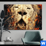 Aluminiumbild Gebürstet Feuer Loewe Querformat Produktvorschau mit dem Bild Feuer Löwe im Format Querformat.