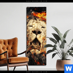 Aluminiumbild Gebürstet Feuer Loewe Schmal Produktvorschau mit dem Bild Feuer Löwe im Format Schmal.