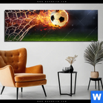 Aluminiumbild Gebürstet Feuriger Fussball Panorama Produktvorschau mit dem Bild Feuriger Fussball im Format Panorama.