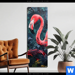 Aluminiumbild Gebürstet Flamingo Dschungel Eleganz Schmal Produktvorschau mit dem Bild Flamingo - Dschungel Eleganz im Format Schmal.