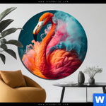 Aluminiumbild Gebürstet Flamingo In Bunter Rauchwolke Rund Produktvorschau mit dem Bild Flamingo in bunter Rauchwolke im Format Rund.