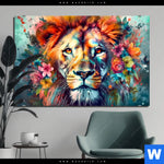 Aluminiumbild Gebürstet Floraler Loewe Querformat Produktvorschau mit dem Bild Floraler Löwe im Format Querformat.