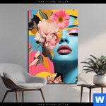 Aluminiumbild Gebürstet Florales Frauenportraet Erika Hochformat Produktvorschau mit dem Bild Florales Frauenporträt - Erika im Format Hochformat.