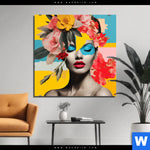 Aluminiumbild Gebürstet Florales Frauenportraet Fiona Quadrat Produktvorschau mit dem Bild Florales Frauenporträt - Fiona im Format Quadrat.