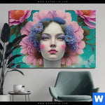 Aluminiumbild Gebürstet Florales Frauenportraet Miona Querformat Produktvorschau mit dem Bild Florales Frauenporträt - Miona im Format Querformat.