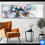 Aluminiumbild Gebürstet Fluid Art Lila Tuerkis Panorama Produktvorschau mit dem Bild Fluid Art Lila & Türkis im Format Panorama.