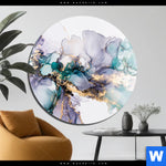 Aluminiumbild Gebürstet Fluid Art Lila Tuerkis Rund Produktvorschau mit dem Bild Fluid Art Lila & Türkis im Format Rund.