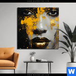 Aluminiumbild Gebürstet Frau Mit Goldfarbe Quadrat Produktvorschau mit dem Bild Frau mit Goldfarbe im Format Quadrat.