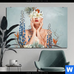 Aluminiumbild Gebürstet Frauenportrait Mit Blumen Querformat Produktvorschau mit dem Bild Frauenportrait mit Blumen im Format Querformat.