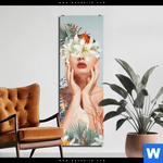 Aluminiumbild Gebürstet Frauenportrait Mit Blumen Schmal Produktvorschau mit dem Bild Frauenportrait mit Blumen im Format Schmal.