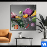 Aluminiumbild Gebürstet Frische Gemuese Explosion Quadrat Produktvorschau mit dem Bild Frische Gemüse-Explosion im Format Quadrat.