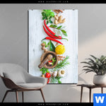 Aluminiumbild Gebürstet Frische Kraeuter Gewuerze Hochformat Produktvorschau mit dem Bild Frische Kräuter & Gewürze im Format Hochformat.