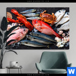 Aluminiumbild Gebürstet Frischer Fisch Und Meeresfruechte Querformat Produktvorschau mit dem Bild Frischer Fisch und Meeresfrüchte im Format Querformat.
