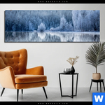 Aluminiumbild Gebürstet Frostiger Wald Panorama Produktvorschau mit dem Bild Frostiger Wald im Format Panorama.