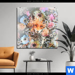 Aluminiumbild Gebürstet Fuchs Blumen Quadrat Produktvorschau mit dem Bild Fuchs & Blumen im Format Quadrat.