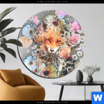 Aluminiumbild Gebürstet Fuchs Blumen Rund Produktvorschau mit dem Bild Fuchs & Blumen im Format Rund.