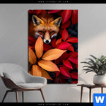 Aluminiumbild Gebürstet Fuchs Im Herbstlaub Hochformat Produktvorschau mit dem Bild Fuchs im Herbstlaub im Format Hochformat.