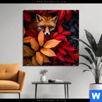 Aluminiumbild Gebürstet Fuchs Im Herbstlaub Quadrat Produktvorschau mit dem Bild Fuchs im Herbstlaub im Format Quadrat.