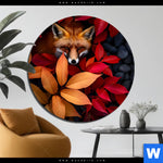 Aluminiumbild Gebürstet Fuchs Im Herbstlaub Rund Produktvorschau mit dem Bild Fuchs im Herbstlaub im Format Rund.