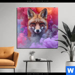 Aluminiumbild Gebürstet Fuchs In Farbnebel Quadrat Produktvorschau mit dem Bild Fuchs in Farbnebel im Format Quadrat.