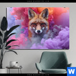 Aluminiumbild Gebürstet Fuchs In Farbnebel Querformat Produktvorschau mit dem Bild Fuchs in Farbnebel im Format Querformat.