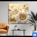 Aluminiumbild Gebürstet Funkelnde Blumen In Gold Quadrat Produktvorschau mit dem Bild Funkelnde Blumen in Gold im Format Quadrat.
