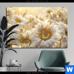 Aluminiumbild Gebürstet Funkelnde Blumen In Gold Querformat Produktvorschau mit dem Bild Funkelnde Blumen in Gold im Format Querformat.