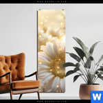 Aluminiumbild Gebürstet Funkelnde Blumen In Gold Schmal Produktvorschau mit dem Bild Funkelnde Blumen in Gold im Format Schmal.