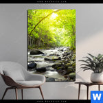 Aluminiumbild Gebürstet Gebirgsfluss Im Wald Hochformat Produktvorschau mit dem Bild Gebirgsfluss im Wald im Format Hochformat.