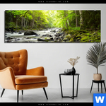 Aluminiumbild Gebürstet Gebirgsfluss Im Wald Panorama Produktvorschau mit dem Bild Gebirgsfluss im Wald im Format Panorama.