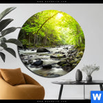 Aluminiumbild Gebürstet Gebirgsfluss Im Wald Rund Produktvorschau mit dem Bild Gebirgsfluss im Wald im Format Rund.
