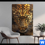 Aluminiumbild Gebürstet Geheimnisvoller Leopard Hochformat Produktvorschau mit dem Bild Geheimnisvoller Leopard im Format Hochformat.