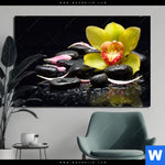 Aluminiumbild Gebürstet Gelbe Orchidee Querformat Produktvorschau mit dem Bild Gelbe Orchidee im Format Querformat.