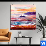 Aluminiumbild Gebürstet Gemaelde Mit Boot Im Sonnenuntergang Quadrat Produktvorschau mit dem Bild Gemälde mit Boot im Sonnenuntergang im Format Quadrat.