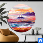 Aluminiumbild Gebürstet Gemaelde Mit Boot Im Sonnenuntergang Rund Produktvorschau mit dem Bild Gemälde mit Boot im Sonnenuntergang im Format Rund.
