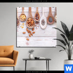 Aluminiumbild Gebürstet Gesunde Vielfalt Aus Loeffeln Quadrat Produktvorschau mit dem Bild Gesunde Vielfalt aus Löffeln im Format Quadrat.