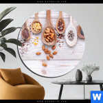 Aluminiumbild Gebürstet Gesunde Vielfalt Aus Loeffeln Rund Produktvorschau mit dem Bild Gesunde Vielfalt aus Löffeln im Format Rund.