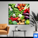 Aluminiumbild Gebürstet Gesundes Gemuese Quadrat Produktvorschau mit dem Bild Gesundes Gemüse im Format Quadrat.