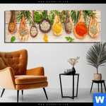 Aluminiumbild Gebürstet Gewuerze Auf Hoelzernen Loeffeln Panorama Produktvorschau mit dem Bild Gewürze auf hölzernen Löffeln im Format Panorama.