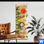 Aluminiumbild Gebürstet Gewuerze Auf Hoelzernen Loeffeln Schmal Produktvorschau mit dem Bild Gewürze auf hölzernen Löffeln im Format Schmal.