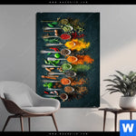 Aluminiumbild Gebürstet Gewuerze Auf Loeffeln Hochformat Produktvorschau mit dem Bild Gewürze auf Löffeln im Format Hochformat.