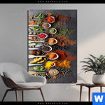 Aluminiumbild Gebürstet Gewuerze Auf Loeffeln No 2 Hochformat Produktvorschau mit dem Bild Gewürze auf Löffeln No. 2 im Format Hochformat.