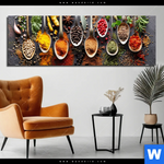 Aluminiumbild Gebürstet Gewuerze Auf Loeffeln No 2 Panorama Produktvorschau mit dem Bild Gewürze auf Löffeln No. 2 im Format Panorama.