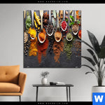 Aluminiumbild Gebürstet Gewuerze Auf Loeffeln No 2 Quadrat Produktvorschau mit dem Bild Gewürze auf Löffeln No. 2 im Format Quadrat.