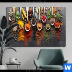 Aluminiumbild Gebürstet Gewuerze Auf Loeffeln No 2 Querformat Produktvorschau mit dem Bild Gewürze auf Löffeln No. 2 im Format Querformat.