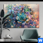 Aluminiumbild Gebürstet Glaenzende Sukkulenten Querformat Produktvorschau mit dem Bild Glänzende Sukkulenten im Format Querformat.