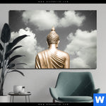 Aluminiumbild Gebürstet Goldene Buddha Statue Querformat Produktvorschau mit dem Bild Goldene Buddha Statue im Format Querformat.