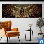 Aluminiumbild Gebürstet Goldene Fluegel Panorama Produktvorschau mit dem Bild Goldene Flügel im Format Panorama.