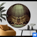 Aluminiumbild Gebürstet Goldene Fluegel Rund Produktvorschau mit dem Bild Goldene Flügel im Format Rund.